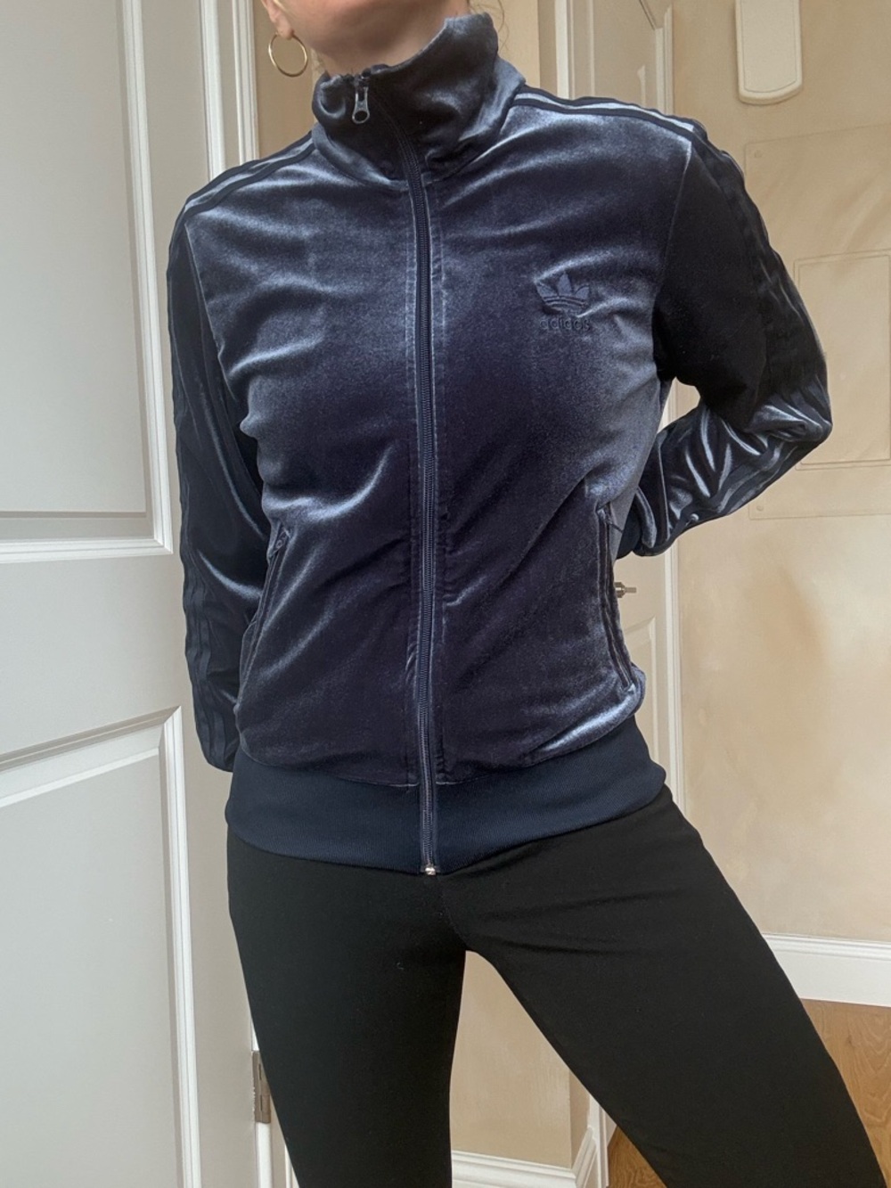 Rare Adidas blue Velvet Track Jacket with Trefoil Logo - Picture 4 of 6